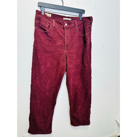 Levi's Red Maroon Denim Style High-Waisted Ribcage Ankle Jeans Size W32 L27 - Picture 14 of 16